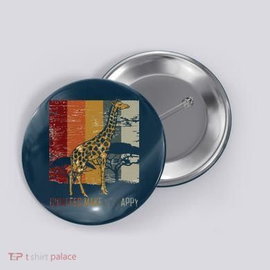 Zoo Keeper Africa Vintage Retro Gift Giraffe Button