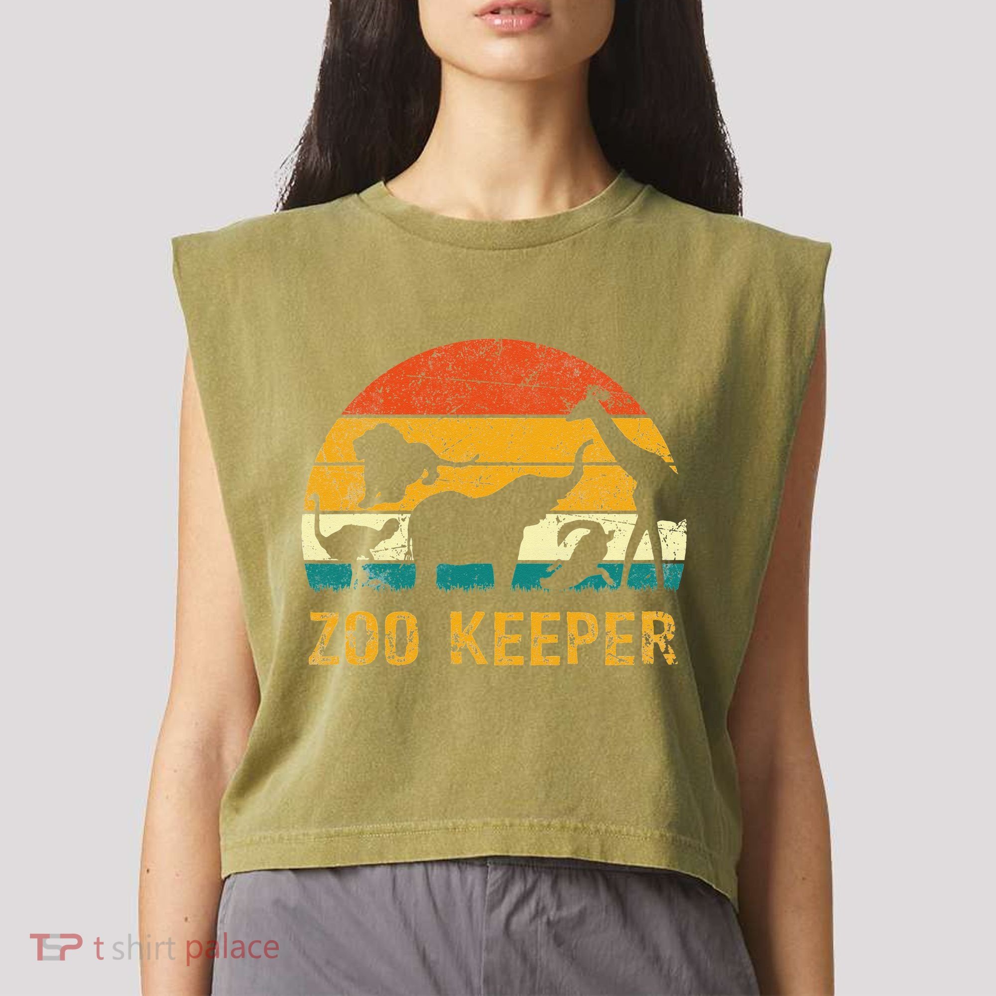 Zoo Keeper Funny Halloween Costume Garment-Dyed Women's Muscle Tee