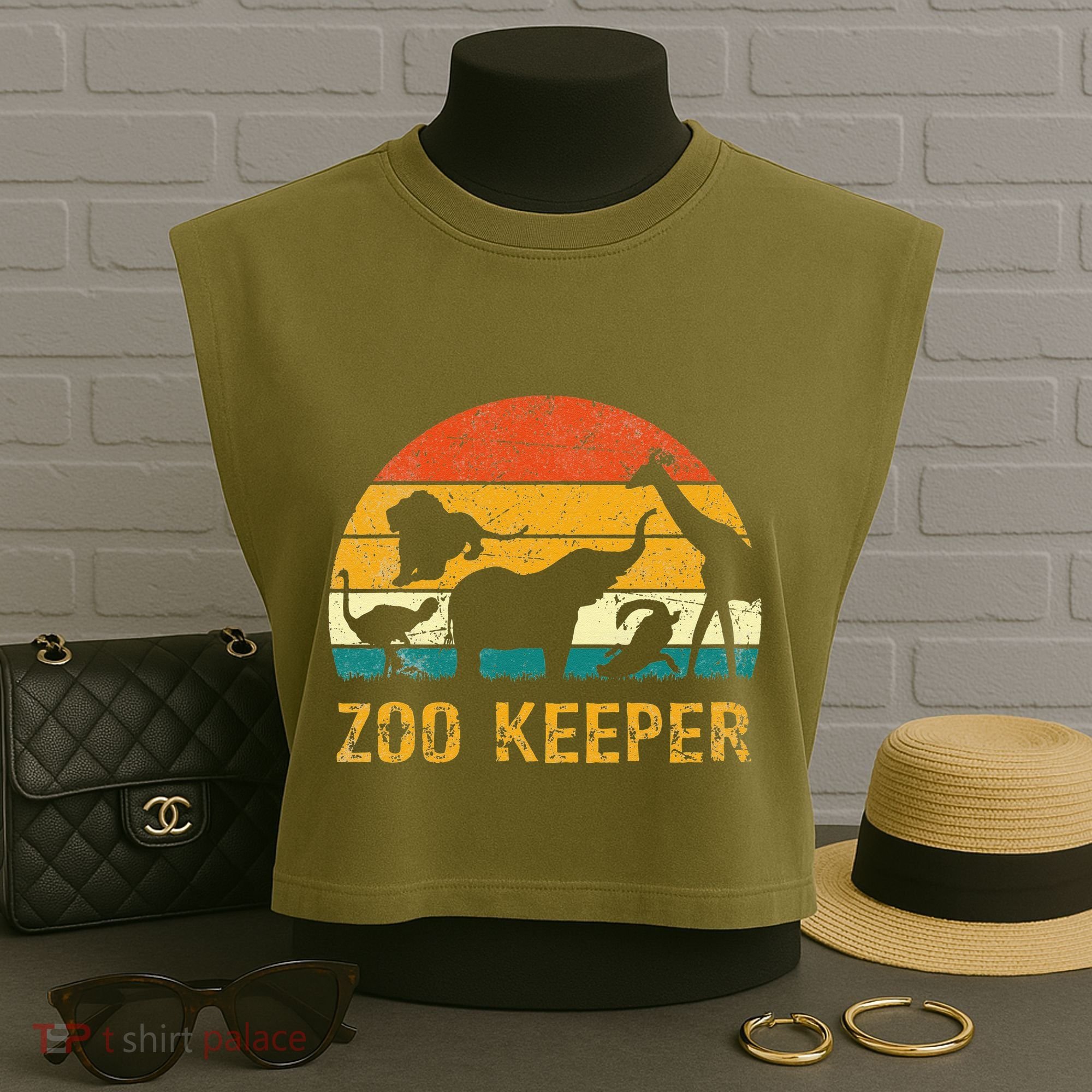 Zoo Keeper Funny Halloween Costume Garment-Dyed Women's Muscle Tee