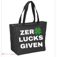 Zero Lucks Given Shamrock St Patricks Day Tote Bag thumb 2