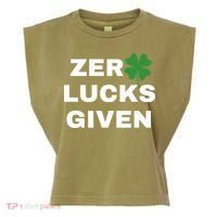 Zero Lucks Given Shamrock St Patricks Day Garment-Dyed Women's Muscle Tee thumb 0