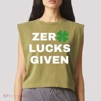 Zero Lucks Given Shamrock St Patricks Day Garment-Dyed Women's Muscle Tee thumb 2