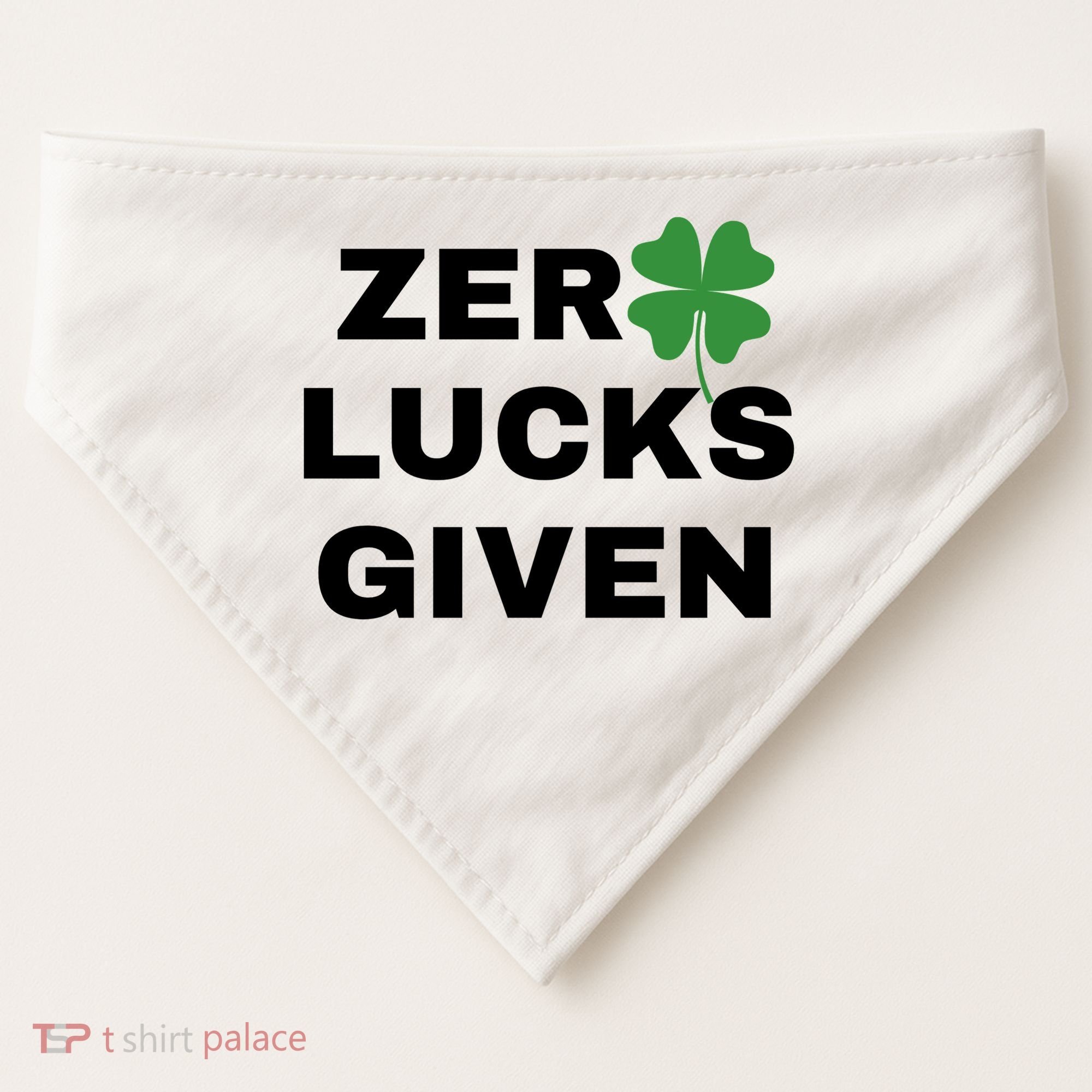 Zero Lucks Given Shamrock St Patricks Day USA-Made Doggie Bandana