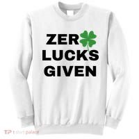 Zero Lucks Given Shamrock St Patricks Day Sweatshirt thumb 0