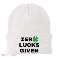 Zero Lucks Given Shamrock St Patricks Day Beanie thumb 0