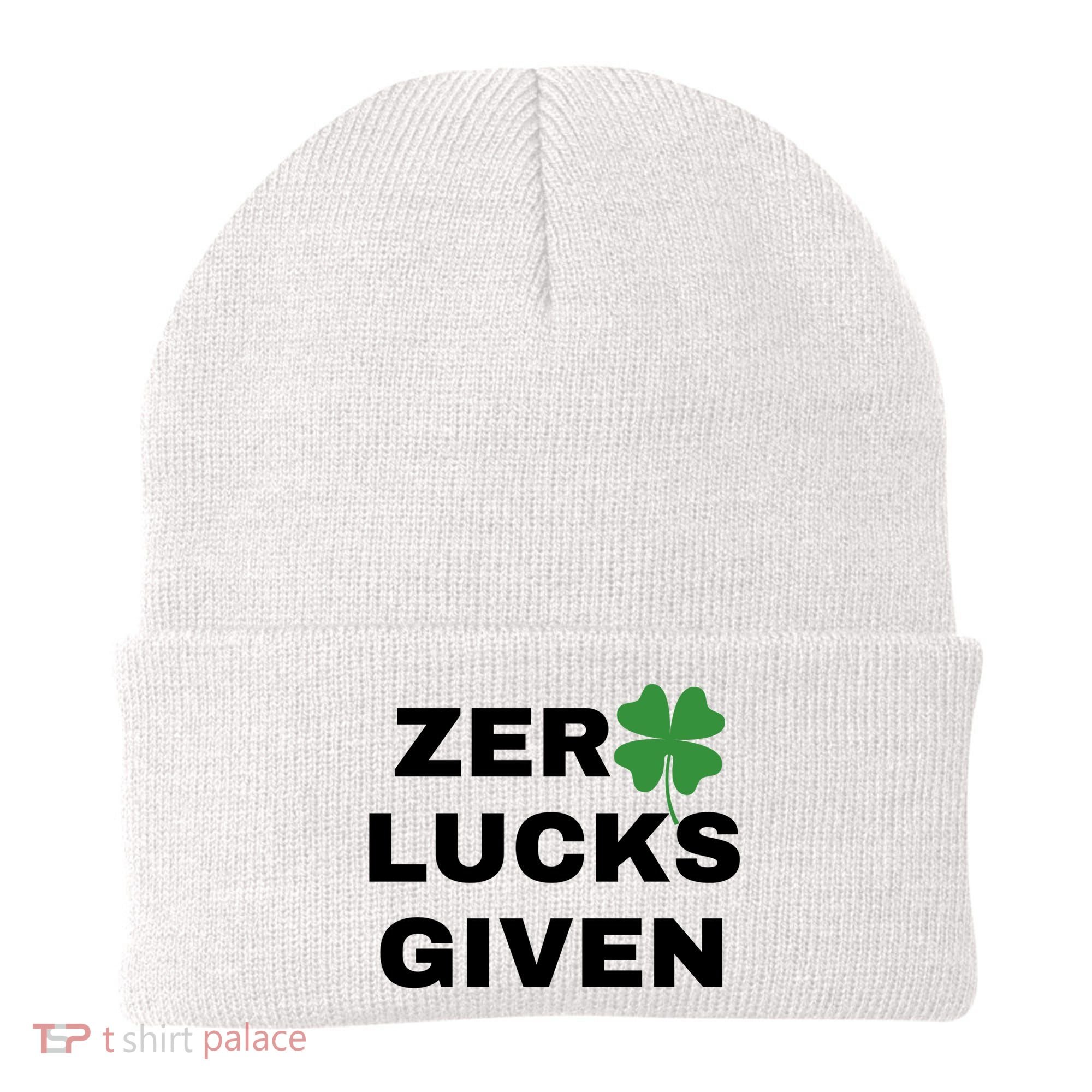 Zero Lucks Given Shamrock St Patricks Day Beanie