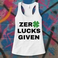 Zero Lucks Given Shamrock St Patricks Day Women's Tank Top thumb 3