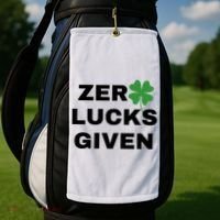 Zero Lucks Given Shamrock St Patricks Day Golf Towel thumb 2