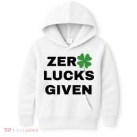 Zero Lucks Given Shamrock St Patricks Day Kids Hoodie thumb 0