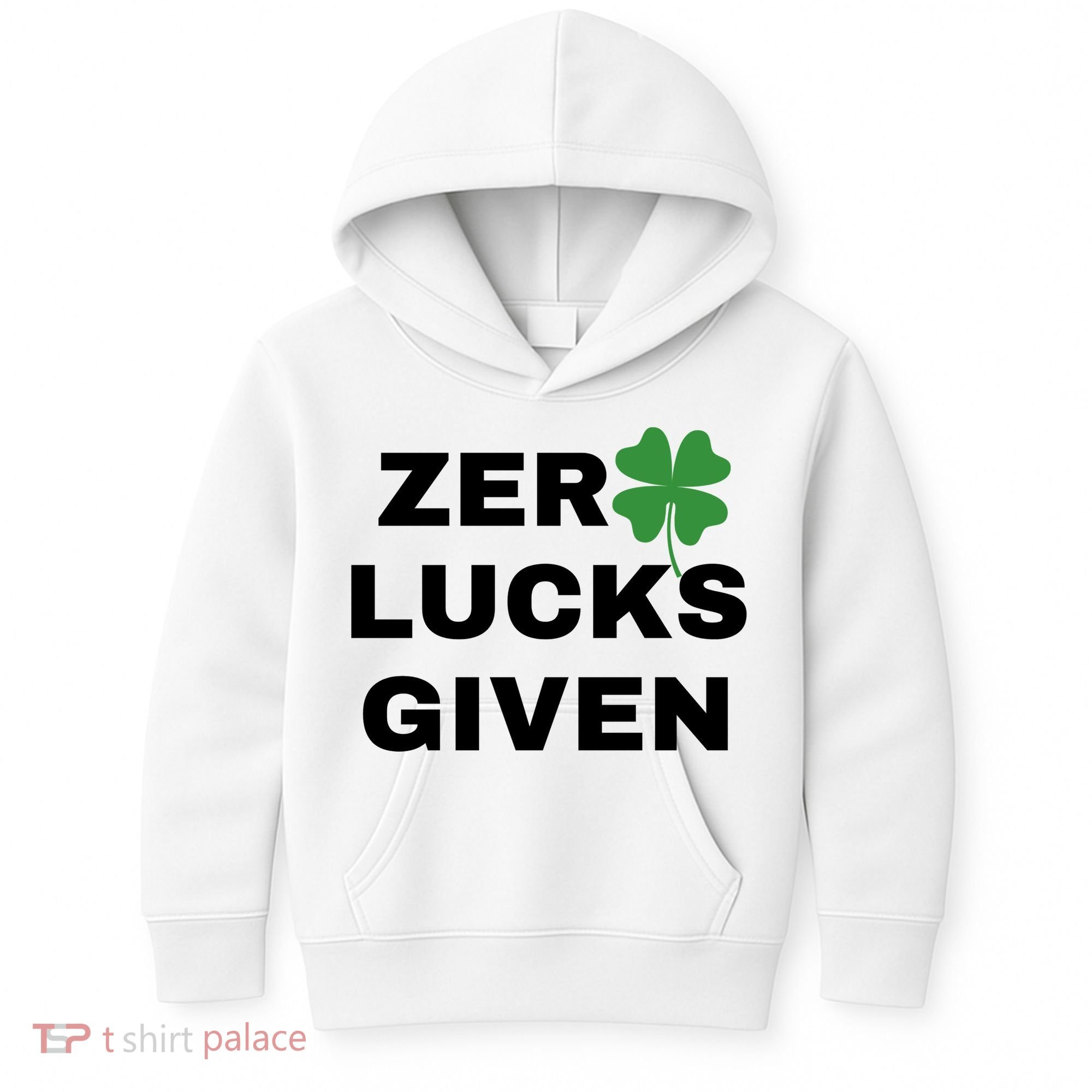 Zero Lucks Given Shamrock St Patricks Day Kids Hoodie