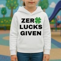 Zero Lucks Given Shamrock St Patricks Day Kids Hoodie thumb 3