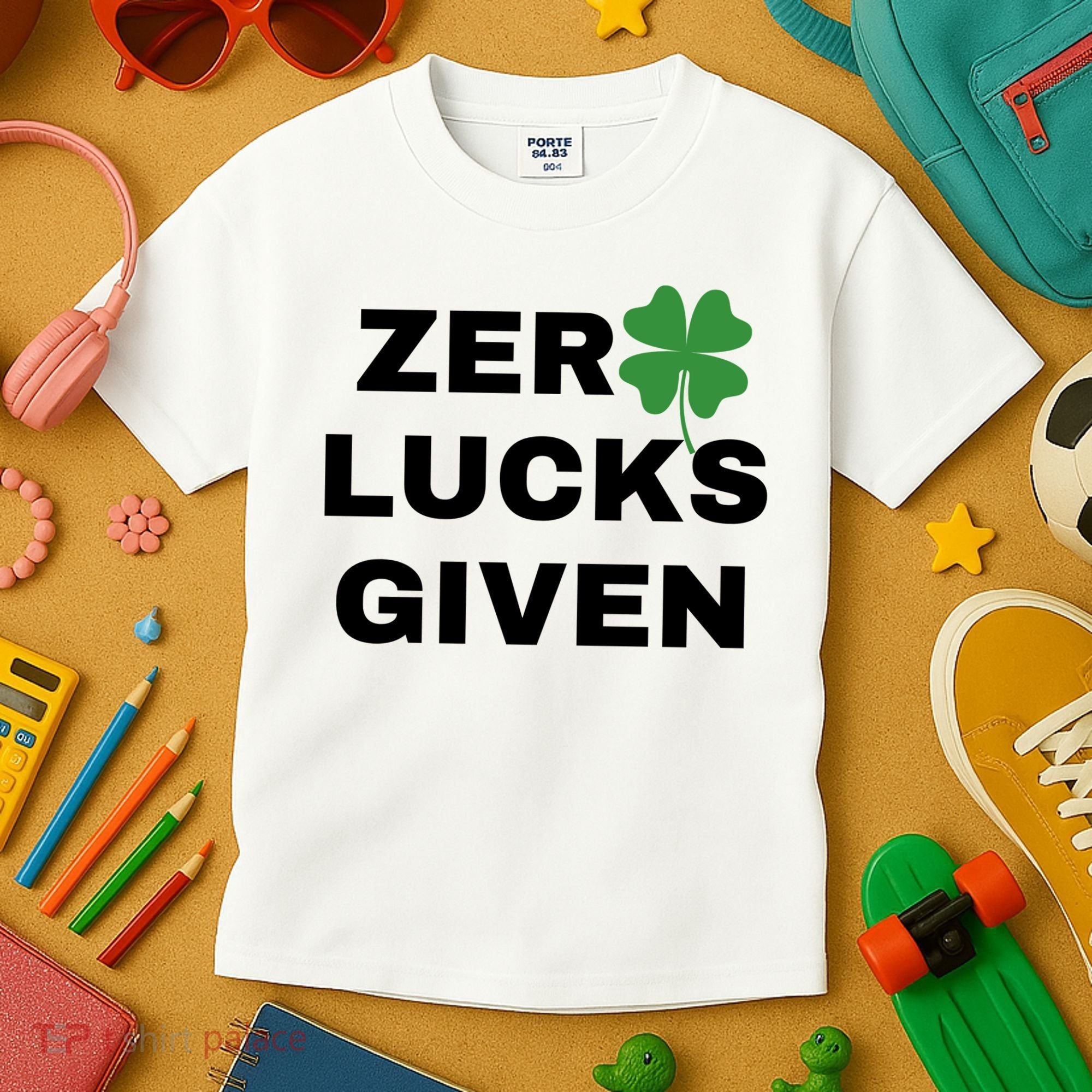 Zero Lucks Given Shamrock St Patricks Day Kids T-Shirt