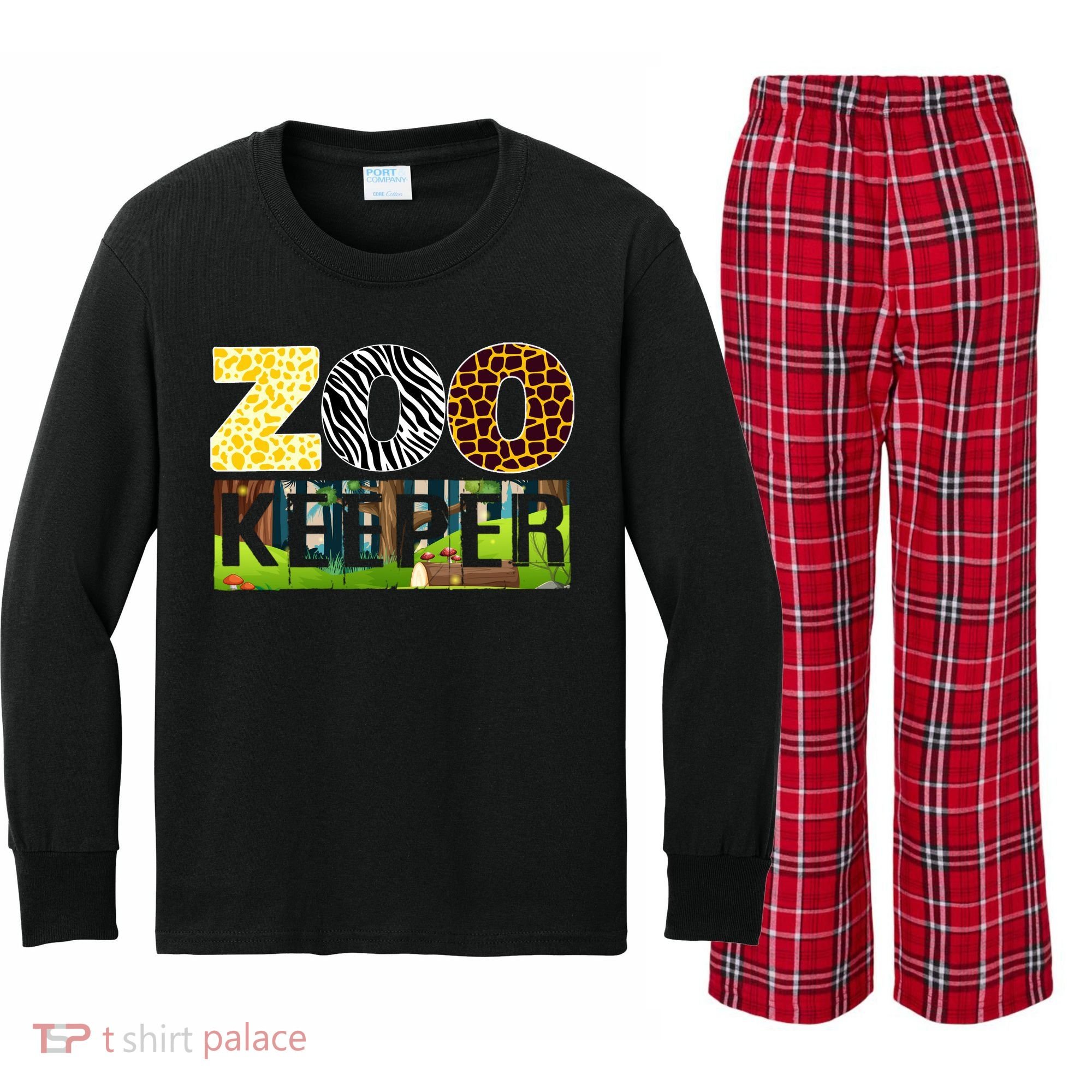 Zoo Life Of Zookeeper Accessories Kids Long Sleeve Plaid Pajama Set