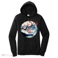 Zen Mountains Cherry Blossom Flowers Japanese Woodblock Art Women's Hoodie thumb 0