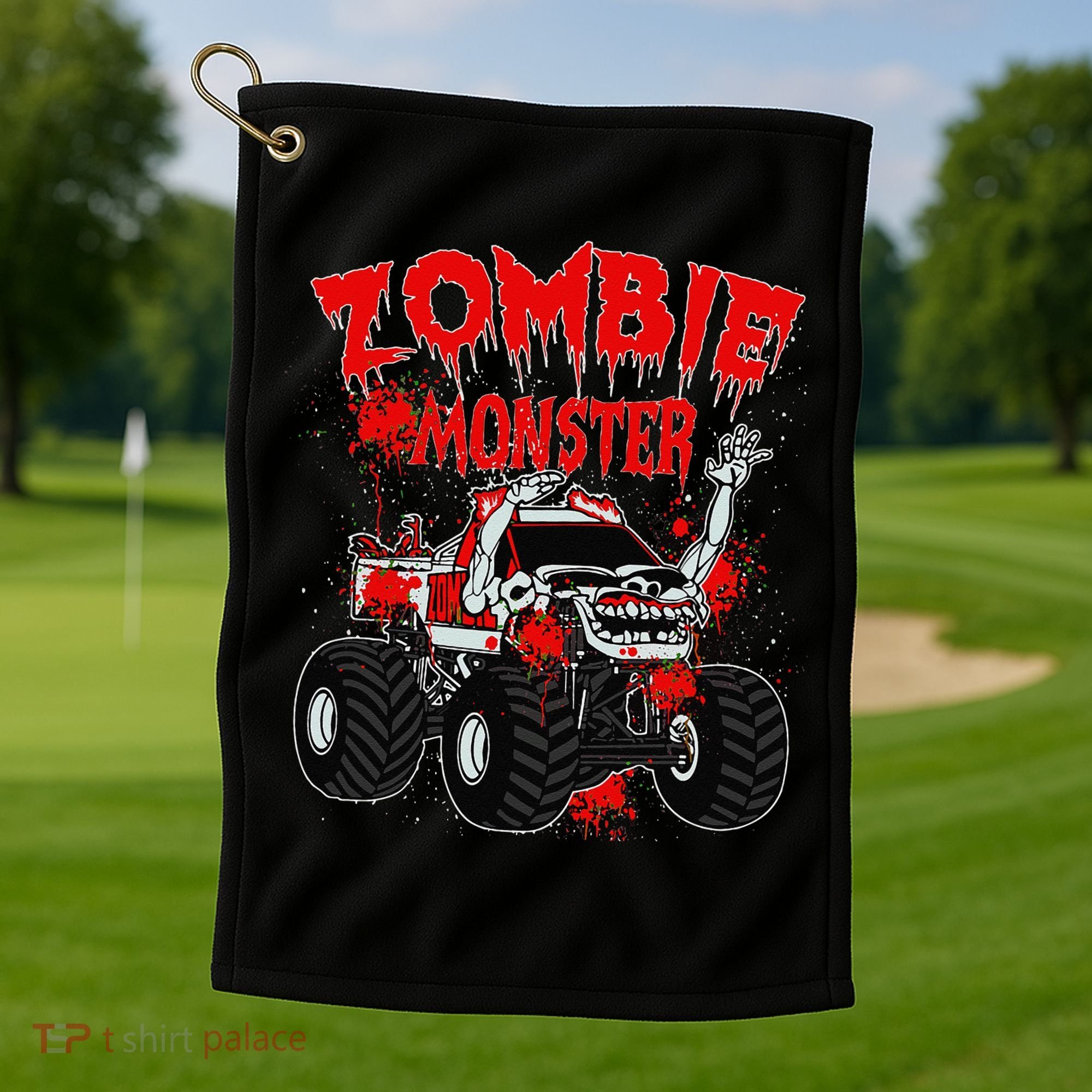 Zombie Monster Truck Golf Towel