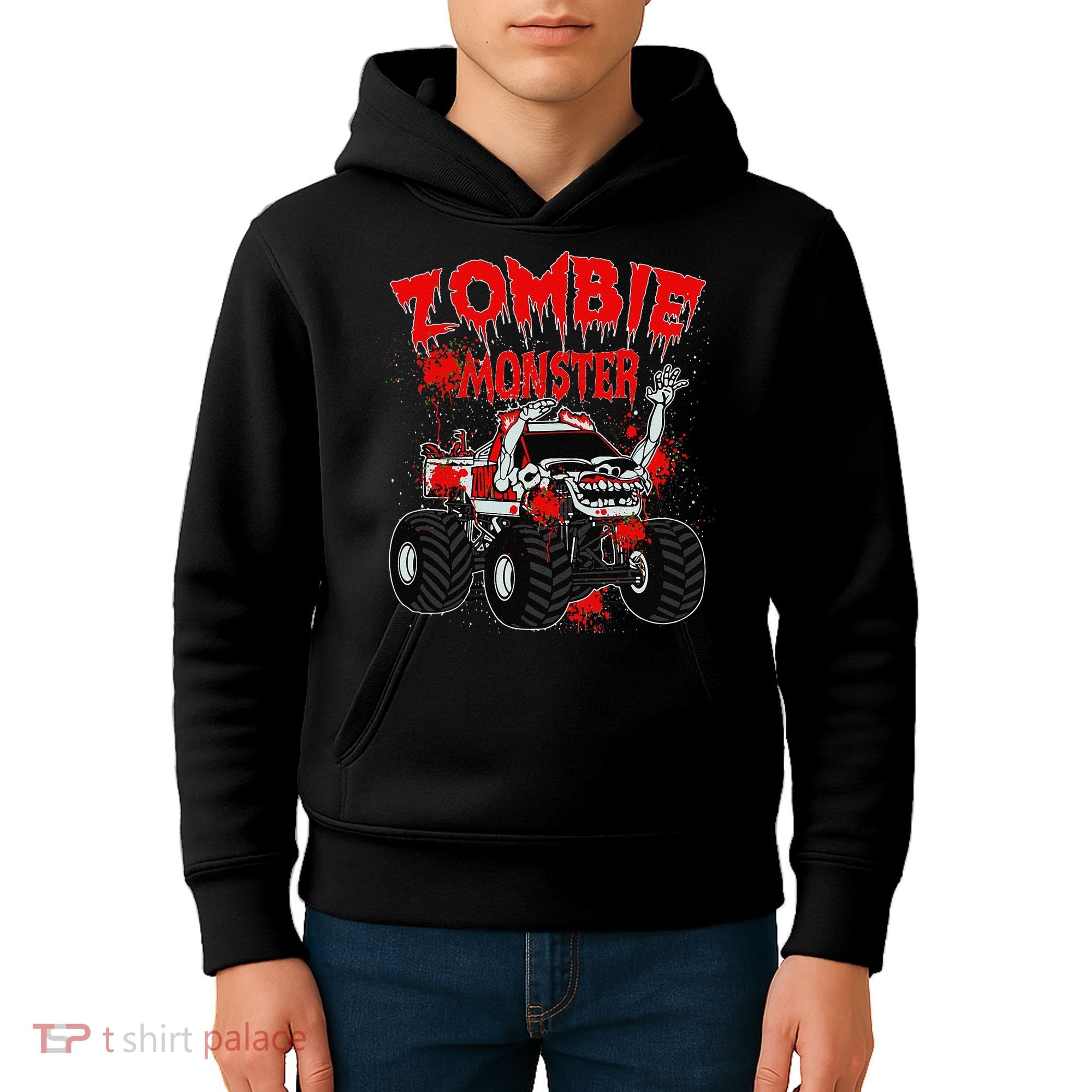 Zombie Monster Truck Kids Hoodie
