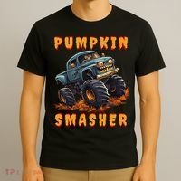 Zombie Monster Truck Pumpkin Smasher Halloween Costume Kids T-Shirt thumb 3