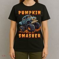 Zombie Monster Truck Pumpkin Smasher Halloween Costume Kids T-Shirt thumb 4