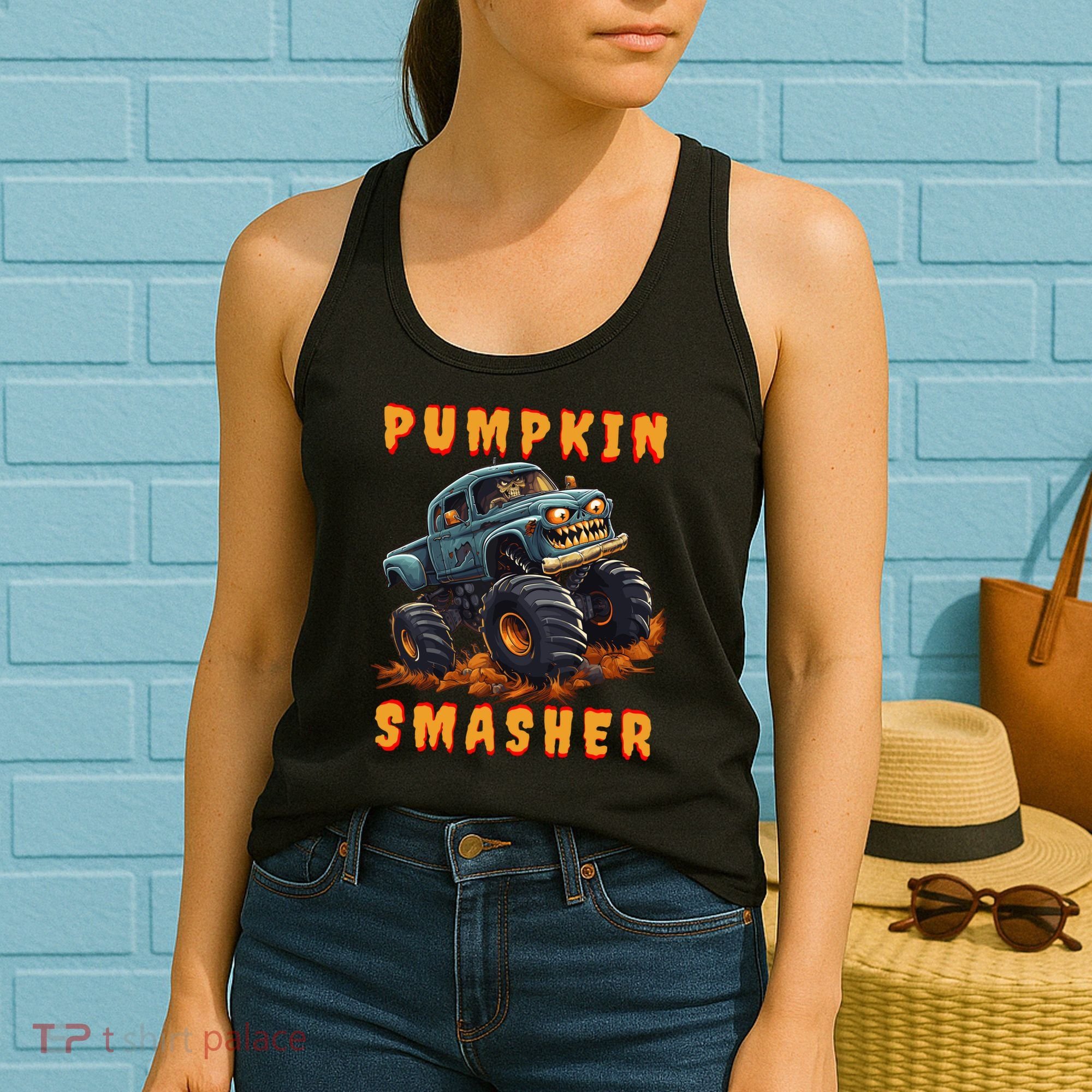 Zombie Monster Truck Pumpkin Smasher Halloween Costume Kids Women's Tank Top