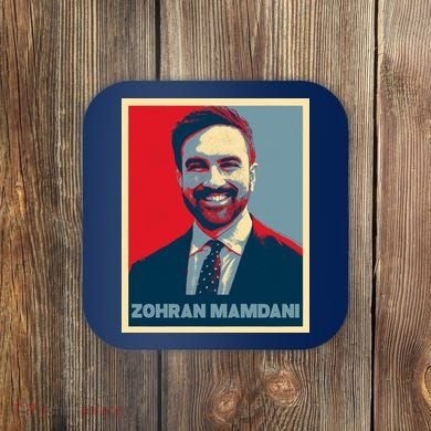 Zohran Mamdani Vintage Poster Design Coaster