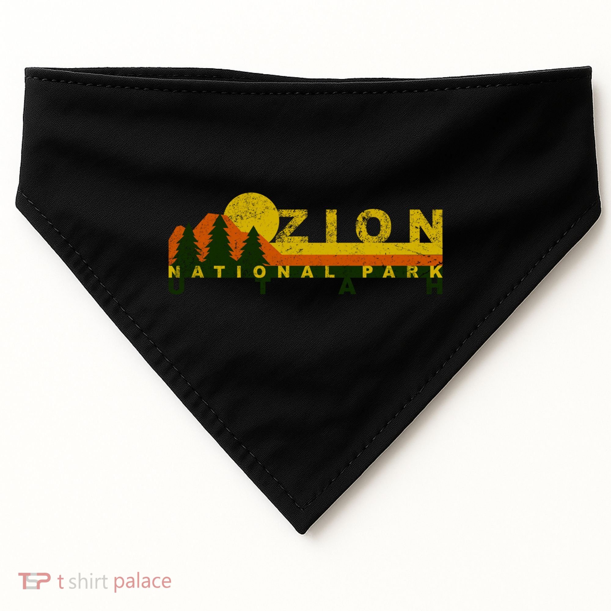 Zion National Park Sunny Mountain Treeline Gift USA-Made Doggie Bandana
