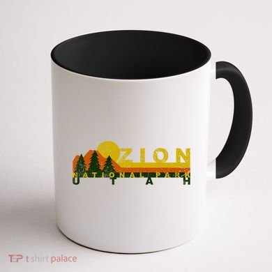 Zion National Park Sunny Mountain Treeline Gift Coffee Mug back