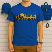 Zion National Park Sunny Mountain Treeline Gift T-Shirt thumb 6
