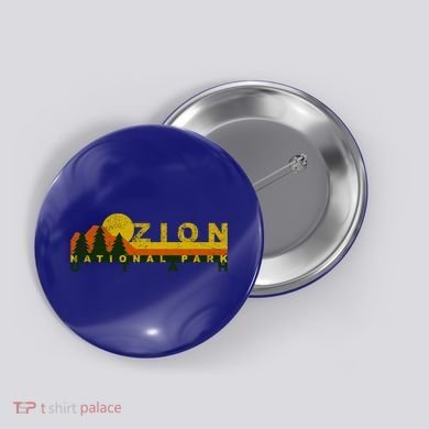 Zion National Park Sunny Mountain Treeline Gift Button
