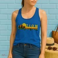 Zion National Park Sunny Mountain Treeline Gift Women's Tank Top thumb 2