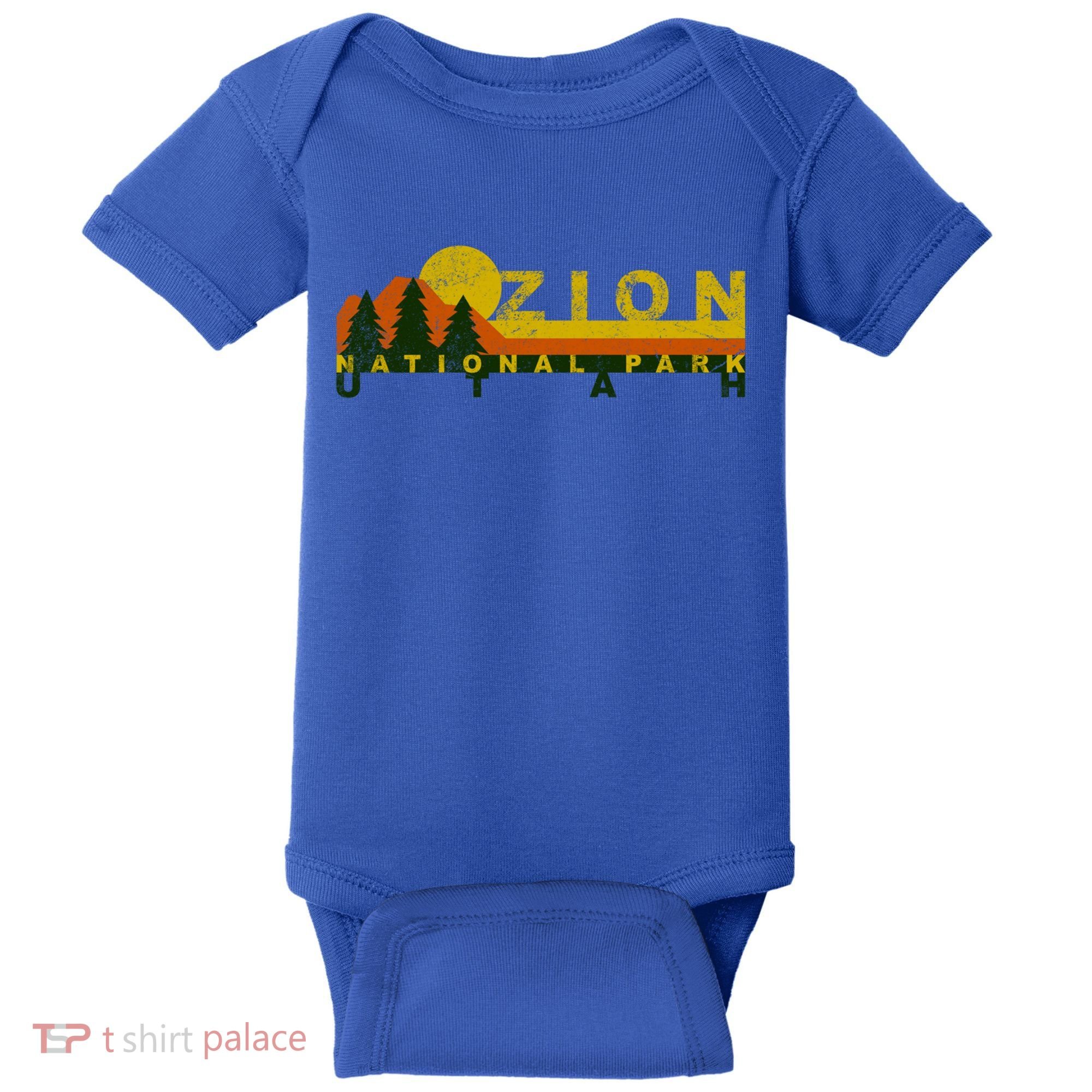 Zion National Park Sunny Mountain Treeline Gift Baby Bodysuit