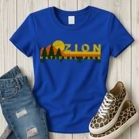 Zion National Park Sunny Mountain Treeline Gift Women's T-Shirt thumb 3