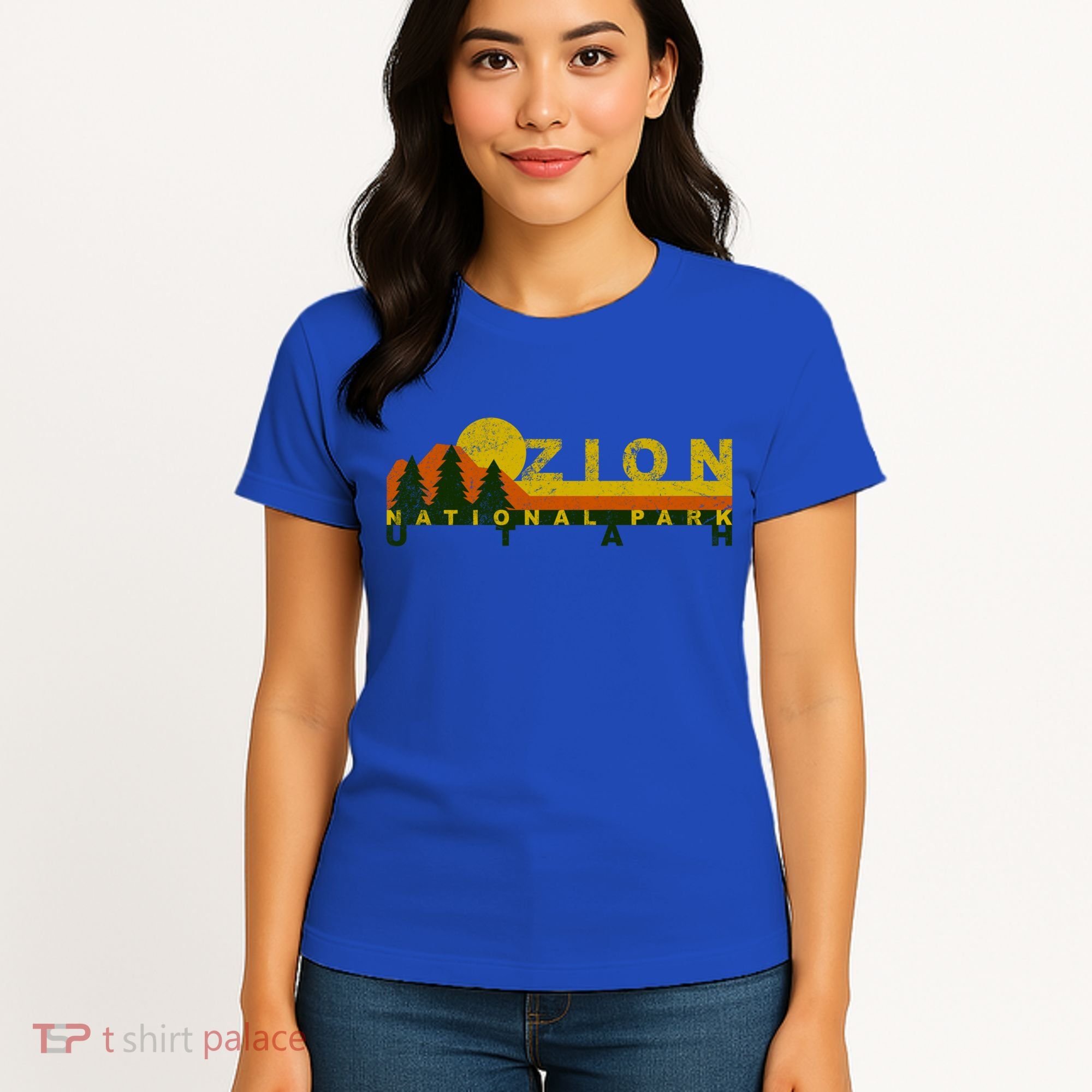 Zion National Park Sunny Mountain Treeline Gift Women's T-Shirt