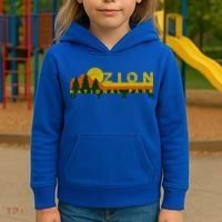 Zion National Park Sunny Mountain Treeline Gift Kids Hoodie thumb 3