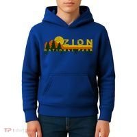 Zion National Park Sunny Mountain Treeline Gift Kids Hoodie thumb 4