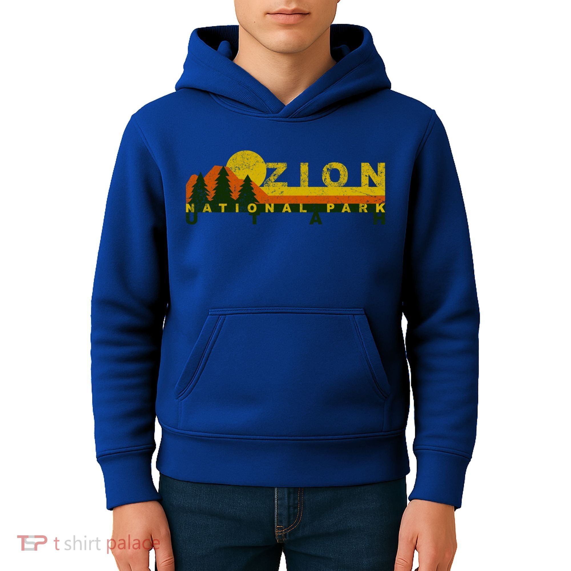 Zion National Park Sunny Mountain Treeline Gift Kids Hoodie