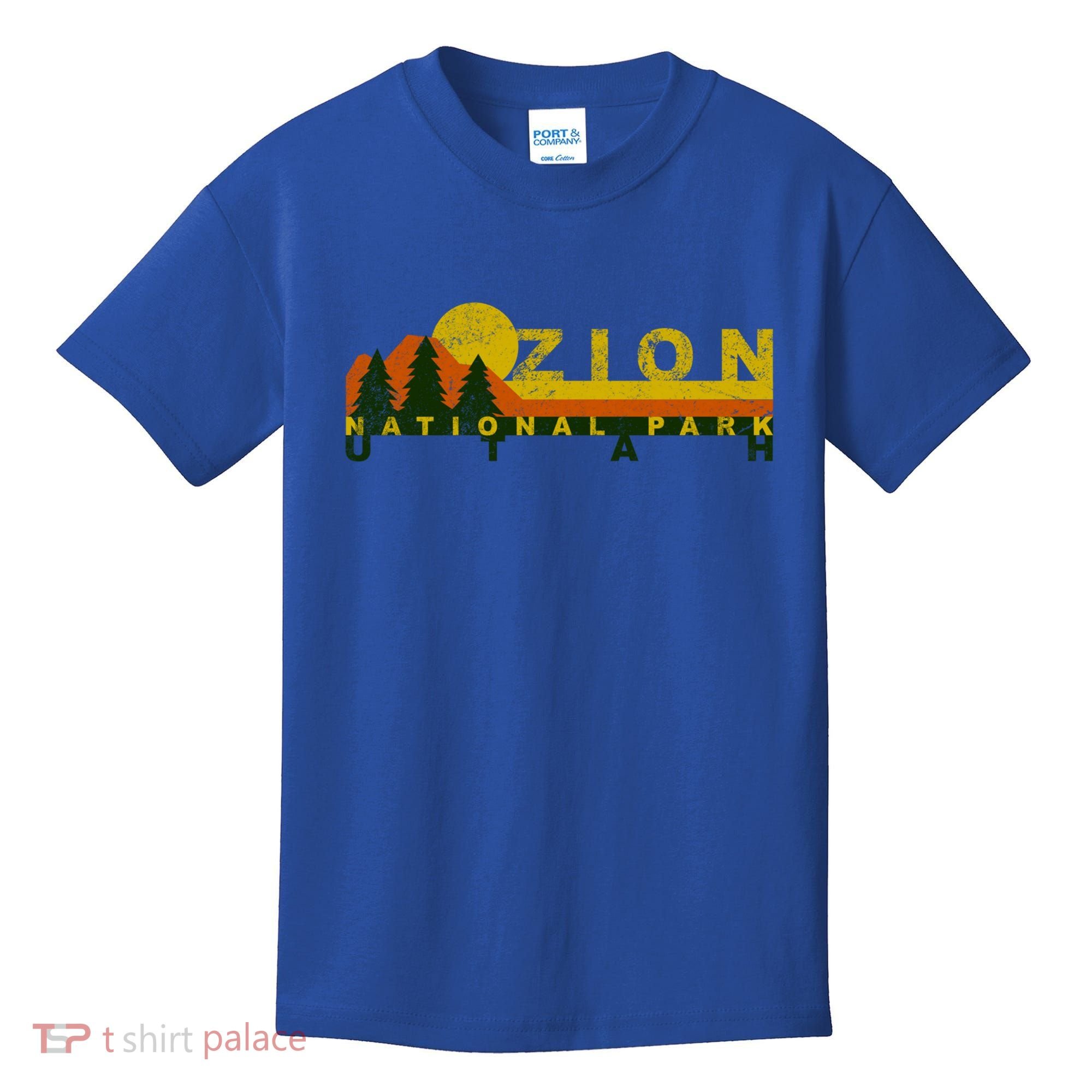 Zion National Park Sunny Mountain Treeline Gift Kids T-Shirt
