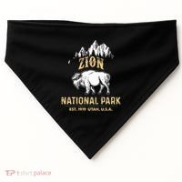Zion National Park Utah Usa Bison Buffalo USA-Made Doggie Bandana thumb 0