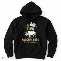 Zion National Park Utah Usa Bison Buffalo Hoodie thumb 0