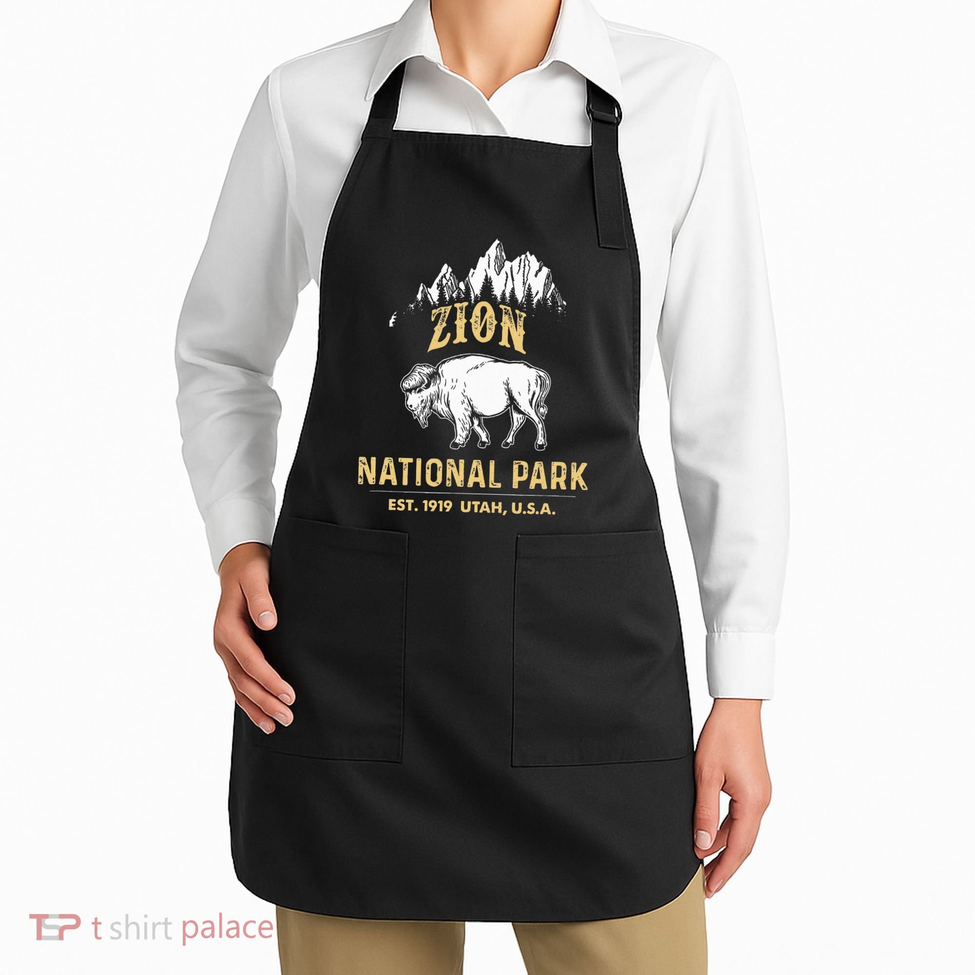 Zion National Park Utah Usa Bison Buffalo Apron