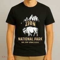 Zion National Park Utah Usa Bison Buffalo T-Shirt thumb 3
