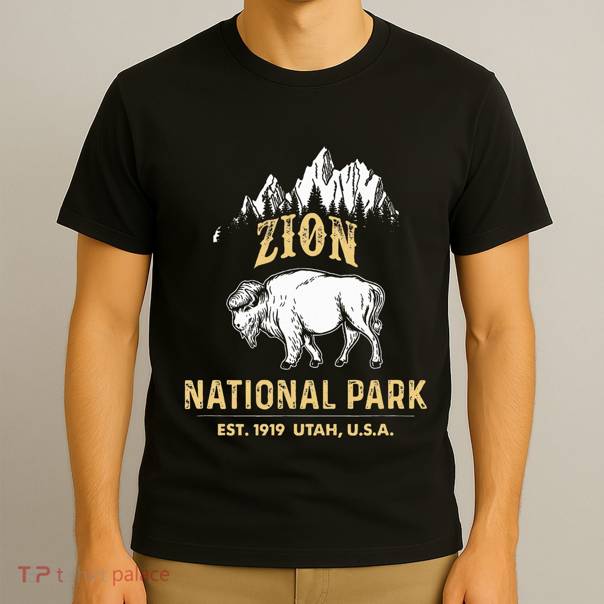 Zion National Park Utah Usa Bison Buffalo T-Shirt