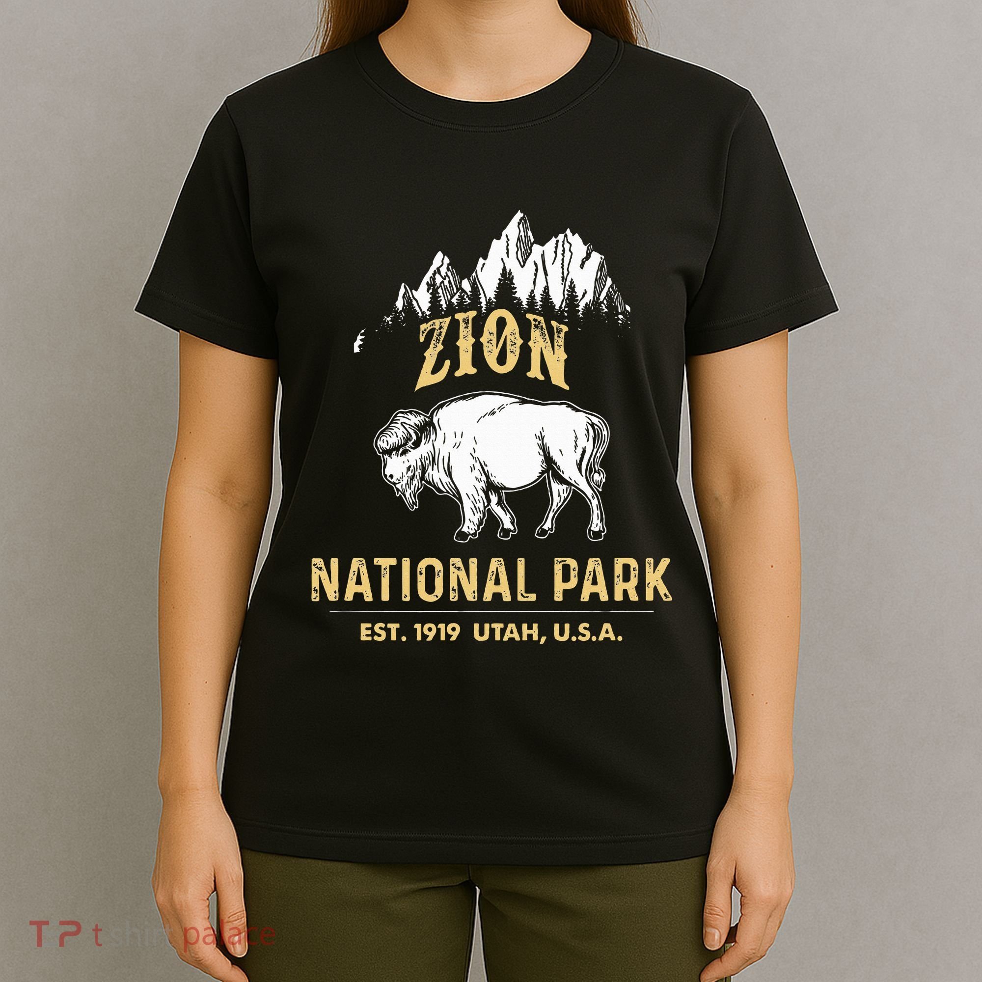 Zion National Park Utah Usa Bison Buffalo T-Shirt