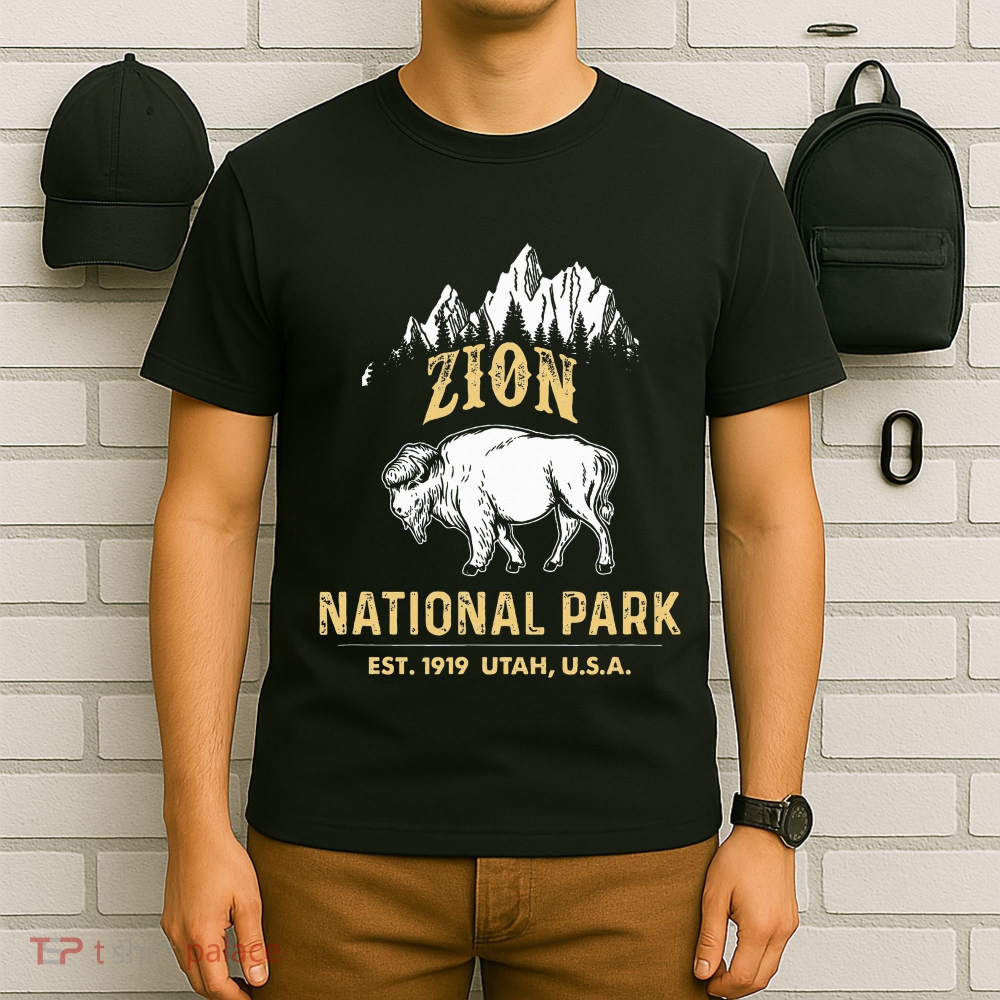 Zion National Park Utah Usa Bison Buffalo T-Shirt