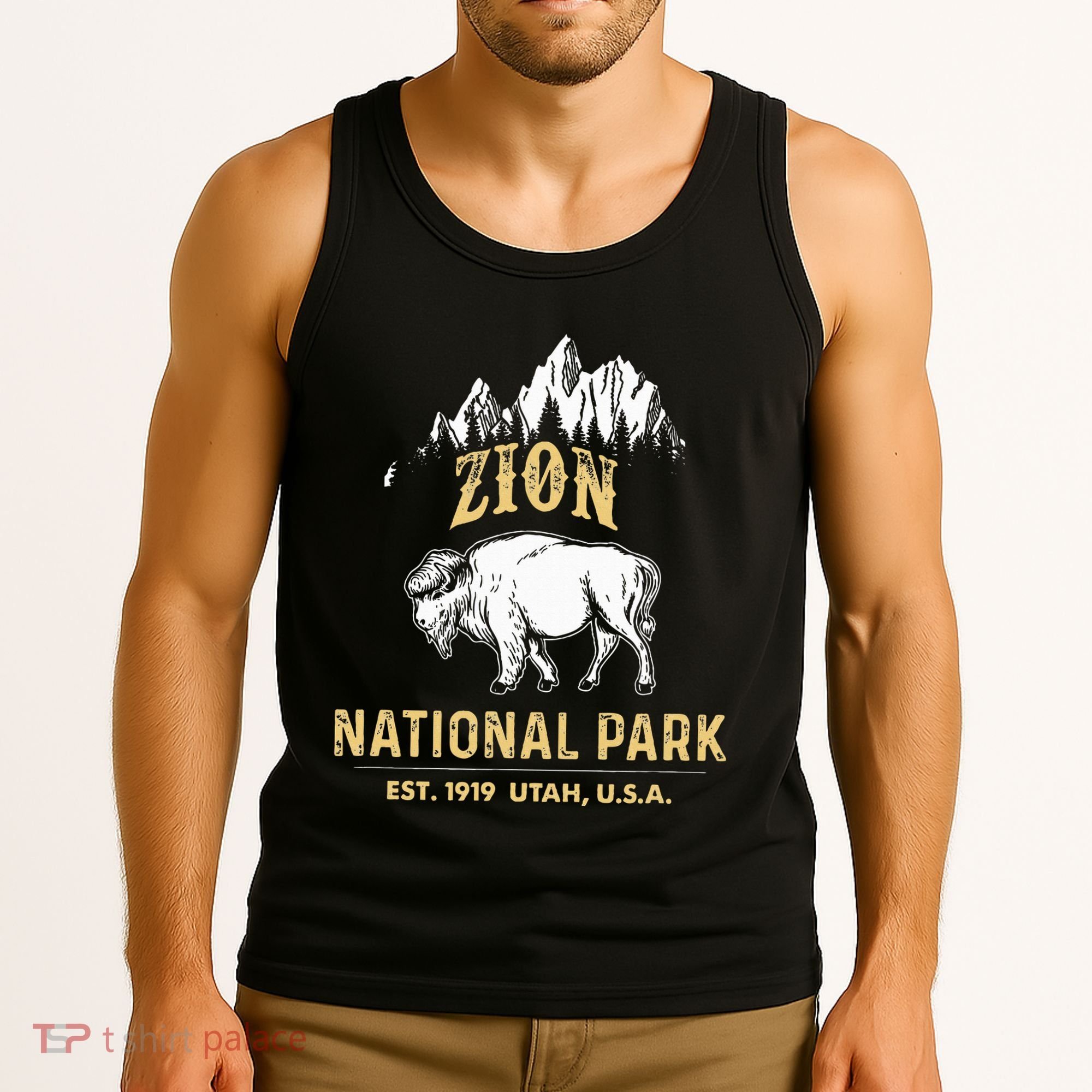 Zion National Park Utah Usa Bison Buffalo Tank Top