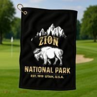 Zion National Park Utah Usa Bison Buffalo Golf Towel thumb 1
