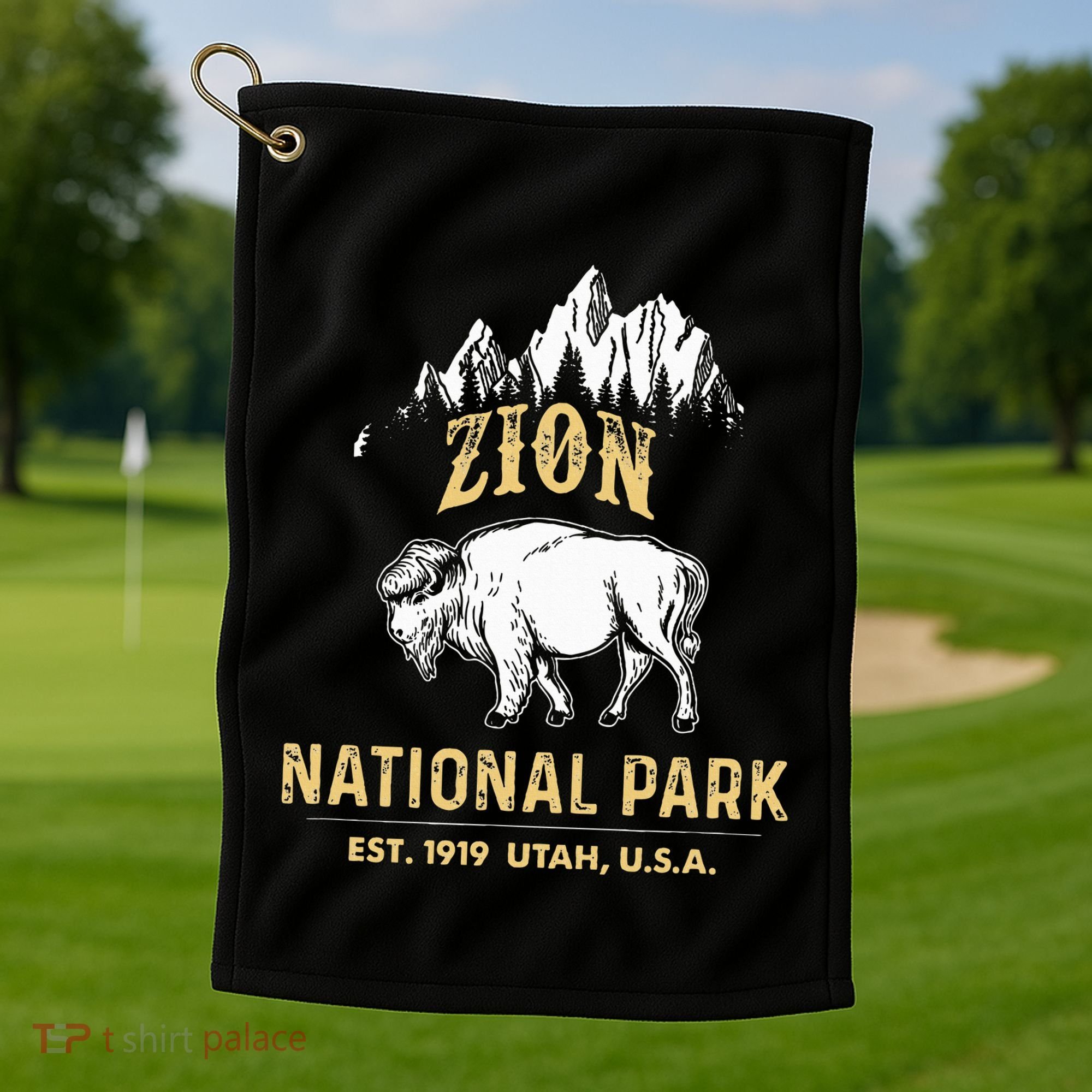 Zion National Park Utah Usa Bison Buffalo Golf Towel
