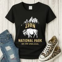 Zion National Park Utah Usa Bison Buffalo Women's T-Shirt thumb 3