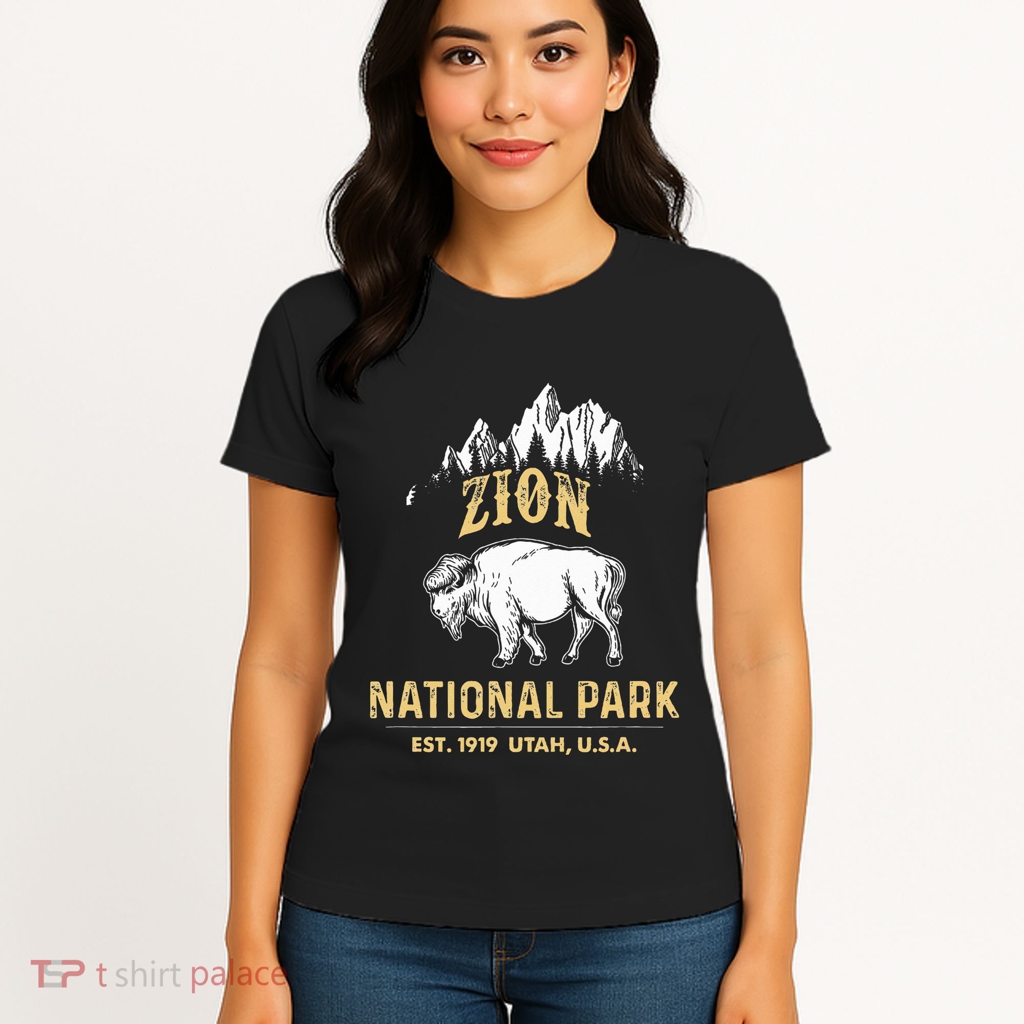 Zion National Park Utah Usa Bison Buffalo Women's T-Shirt