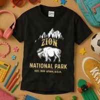 Zion National Park Utah Usa Bison Buffalo Kids T-Shirt thumb 3