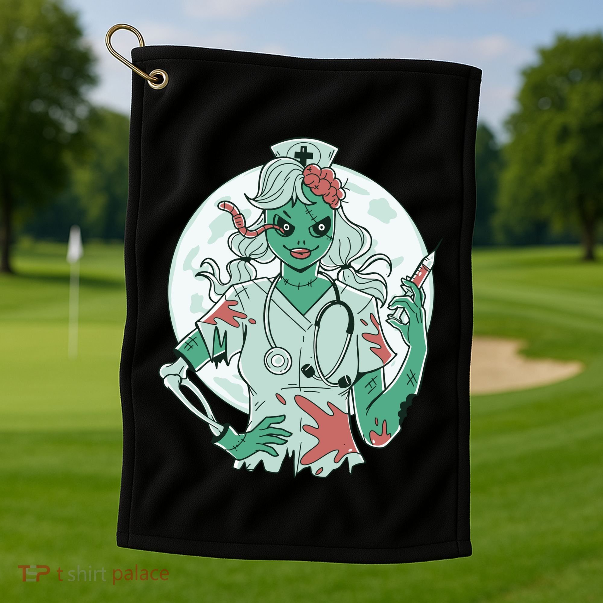 Zombie Nurse Spooky Halloween Golf Towel